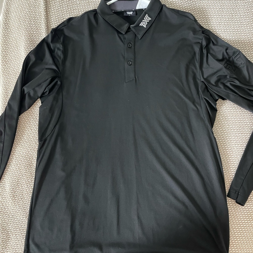 PXG Men's Black Long Sleeve Polo Shirt